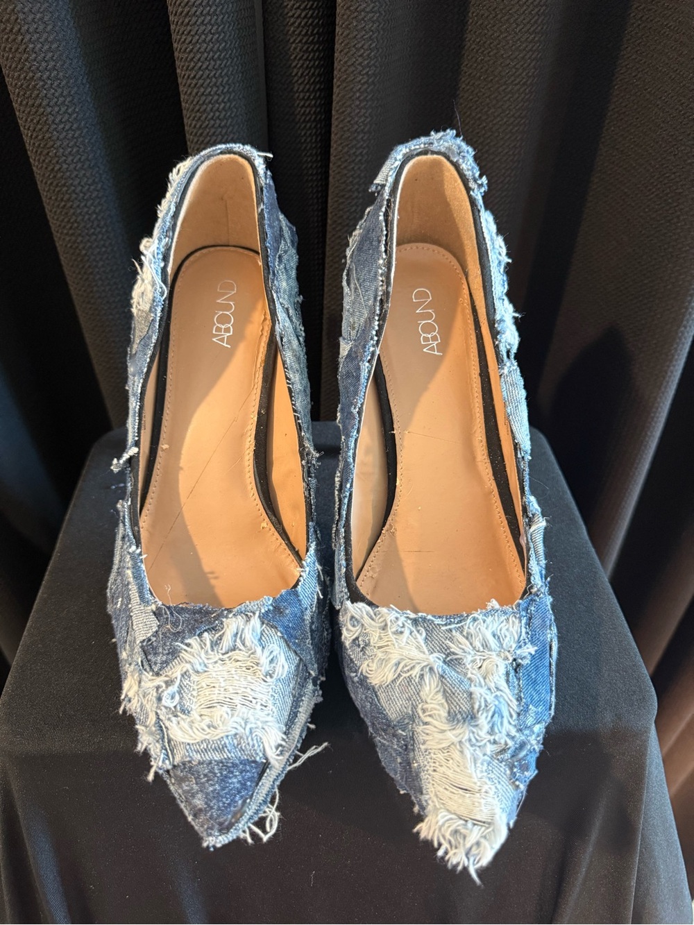 Abound Distressed Denim Pointed-Toe Heels - Blue
